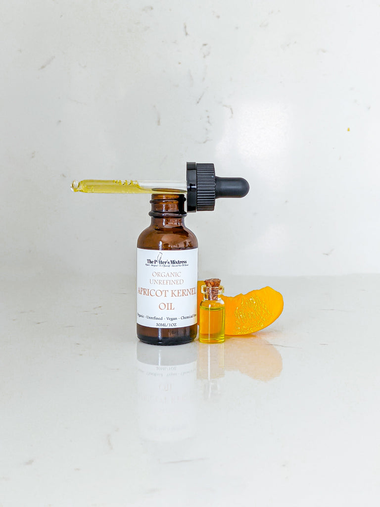 Organic unrefined apricot kernel oil is a mild, fast-absorbent, and nourishing oil that is a beautiful pale yellow to yellow in color. It is very rich in vitamins A, C, and E and oleic, linoleic, alpha-linoleic, and palmitic acids