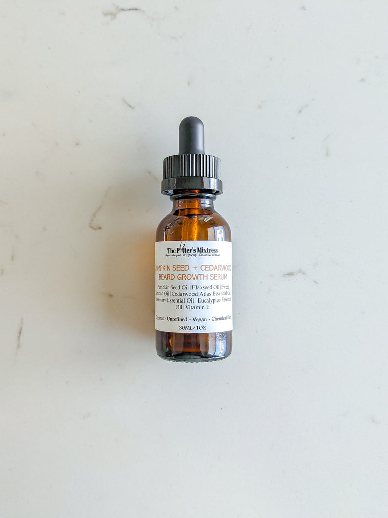 Organic Unrefined Pumpkin Seed Oil, Organic Unrefined Flaxseed Oil, Organic Unrefined Sweet Almond Oil, Organic Therapeutic-Grade Cedarwood Atlas Essential Oil, Organic Therapeutic-Grade Rosemary Essential Oil, Organic Therapeutic-Grade Eucalyptus